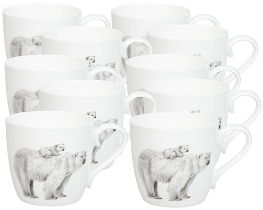 10er SET KÖNITZ 1120572956 Becher Amazing Animals - Eisbären 425 ml aus Bone China Porzellan