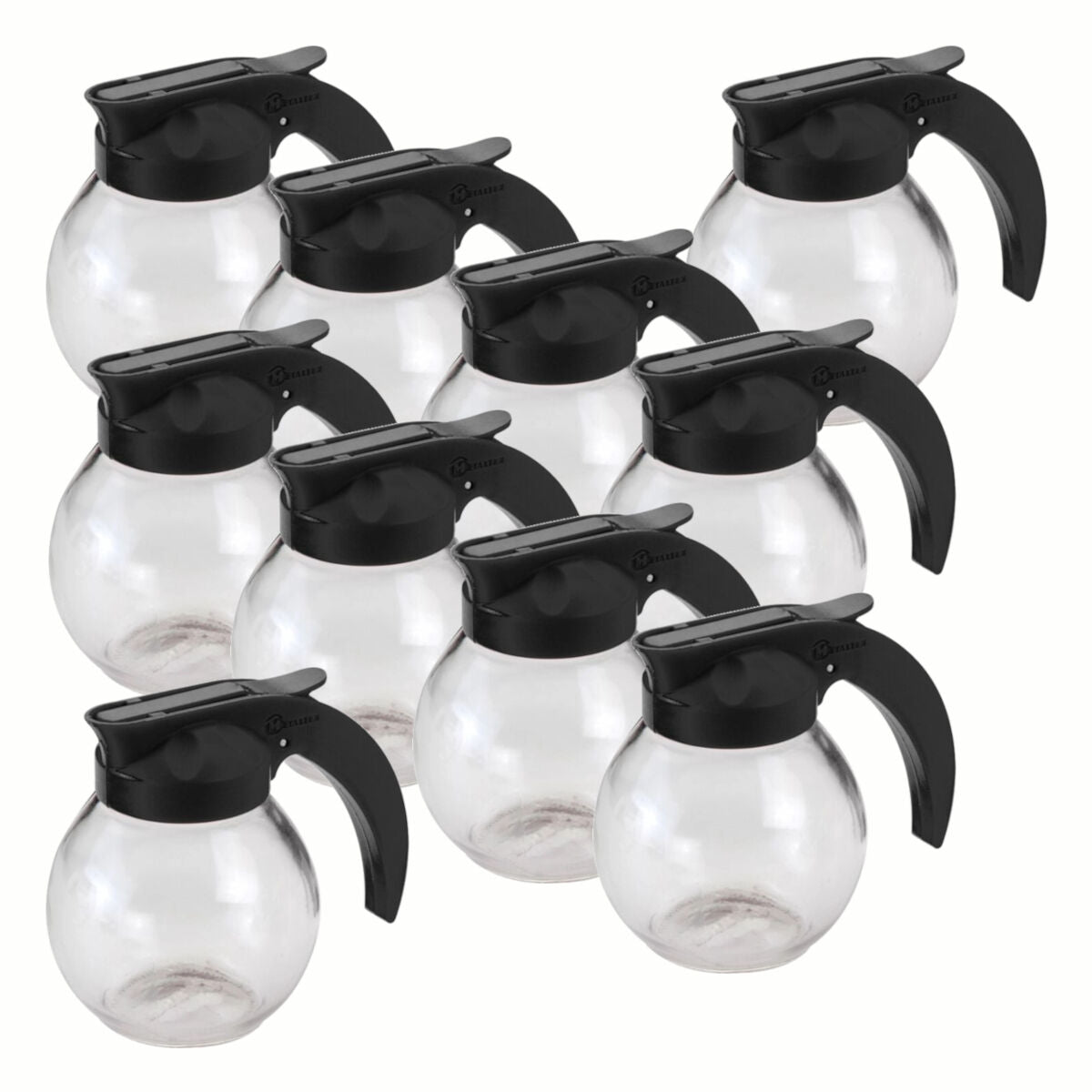 10er SET METALTEX 252917080 Milk Allzweckgiesser / Milchkännchen rund, 160 ml, mit schwarzem Deckel