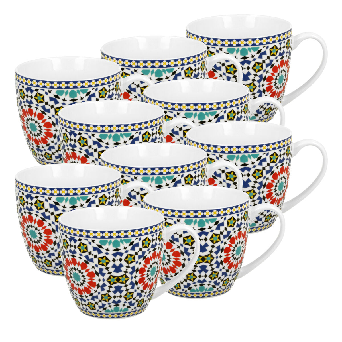 10er SET DUO ETNO Becher 460 ml MAROKO New Bone China Porzellan