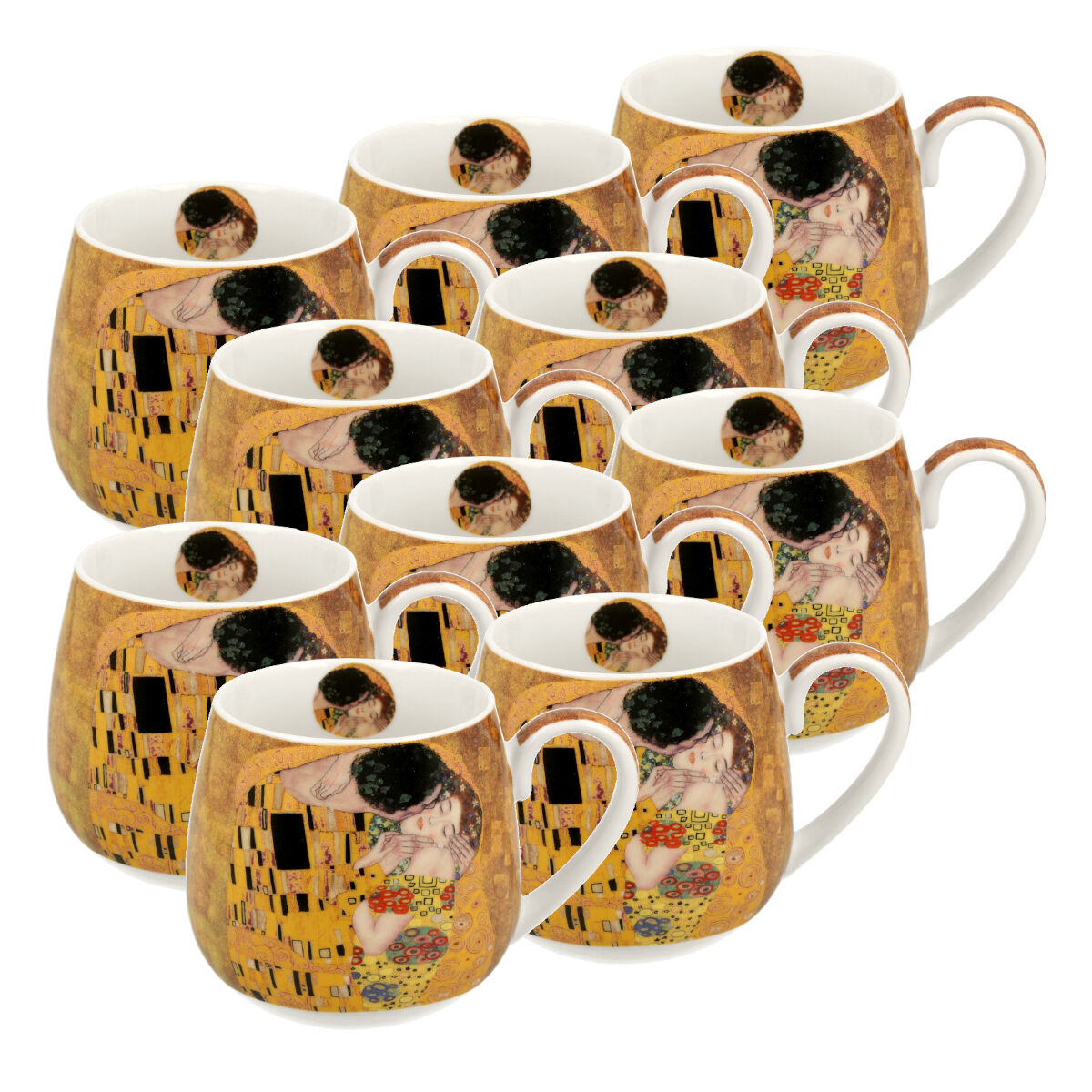 10er SET DUO ART GALLERY Fassbecher 430 ml THE KISS New Bone China Porzellan