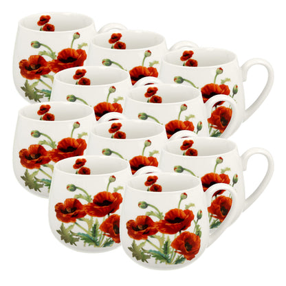 10er SET DUO FLORAL Fassbecher 430 ml CLASSIC POPPIES New Bone China Porzellan