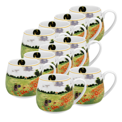 10er SET DUO ART GALLERY Fassbecher 430 ml POPPY FIELD New Bone China Porzellan