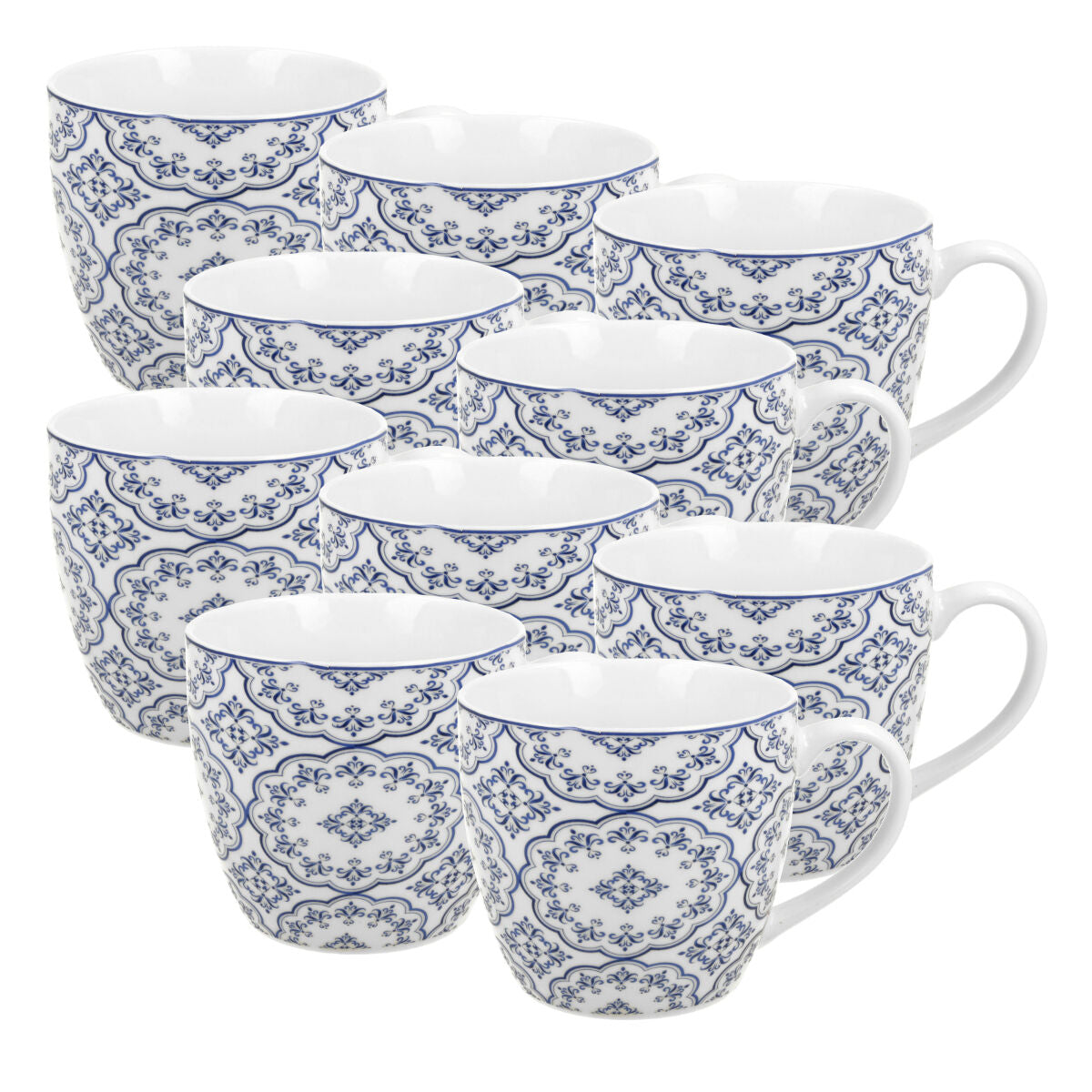 10er SET DUO ETNO Becher 460 ml ELLA New Bone China Porzellan