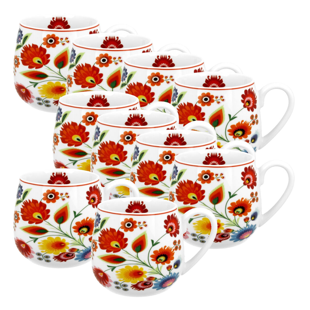10er SET DUO ETNO Fassbecher 430 ml ŁOWICZ New Bone China Porzellan