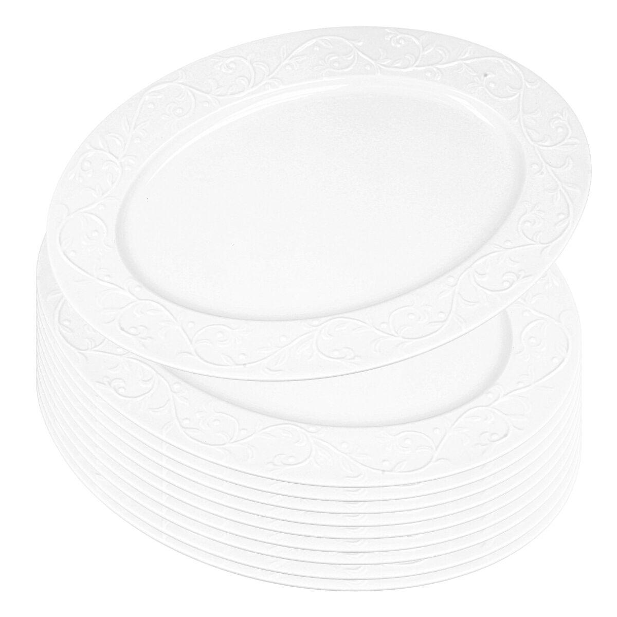 10er SET DUO WHITE Servierplatte 35 cm HEMINGWAY New Bone China Porzellan