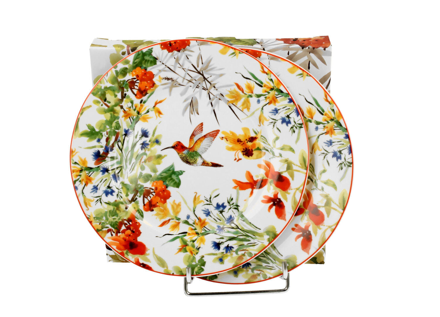 DUO Flowers Classic Dessertteller 2er Set LINNEA aus New Bone China Porzellan