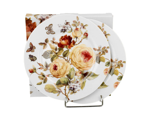 DUO Flowers Classic Dessertteller 2er Set ZAHRA aus New Bone China Porzellan