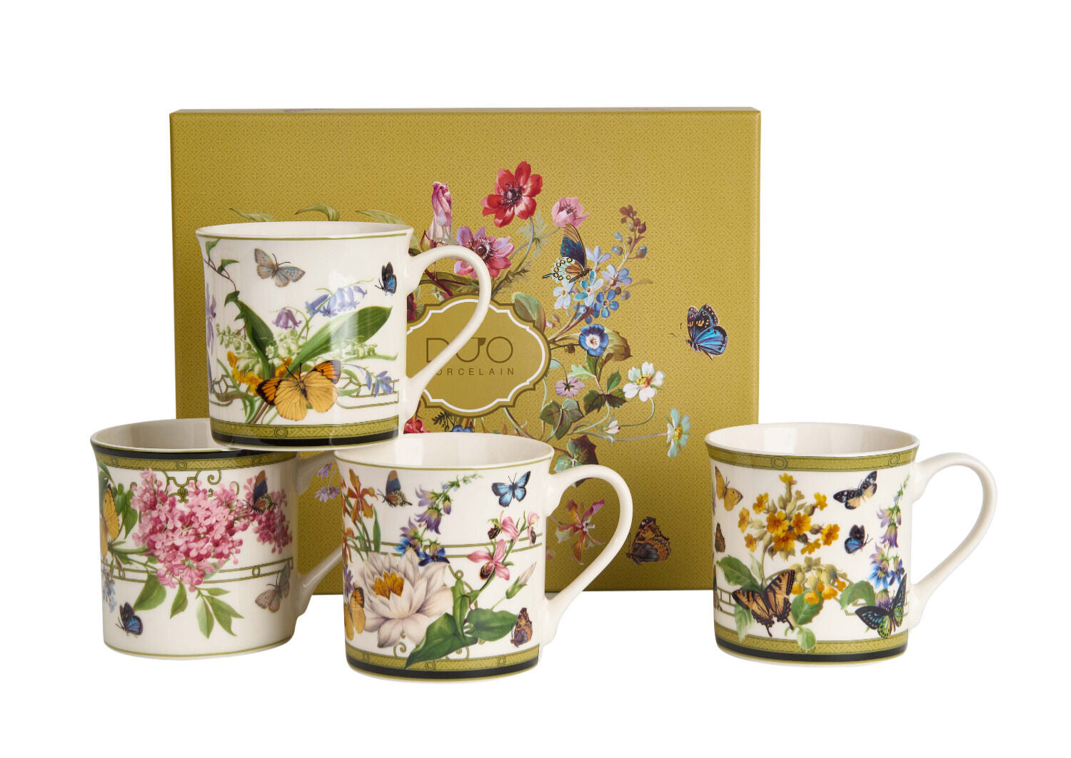 DUO 4er-Set Becher FLORAL RHAPSODY, 400 ml, New Bone China Porzellan, in Geschenkbox – Bild 2