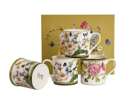 DUO 4er-Set Becher FLORAL RHAPSODY, 400 ml, New Bone China Porzellan, in Geschenkbox