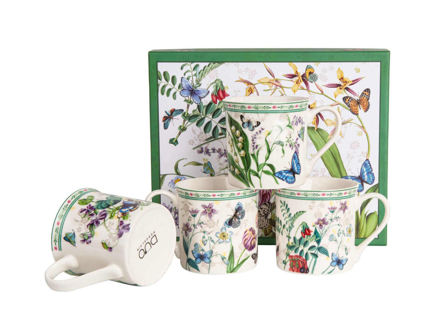 DUO 4er-Set Becher FLOWER DREAM, 400 ml, New Bone China Porzellan, in Geschenkbox
