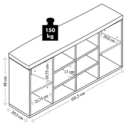 KESPER Schuhschrank / Sitzbank 15982-13 in grün mit Sitzkissen / Flurregal