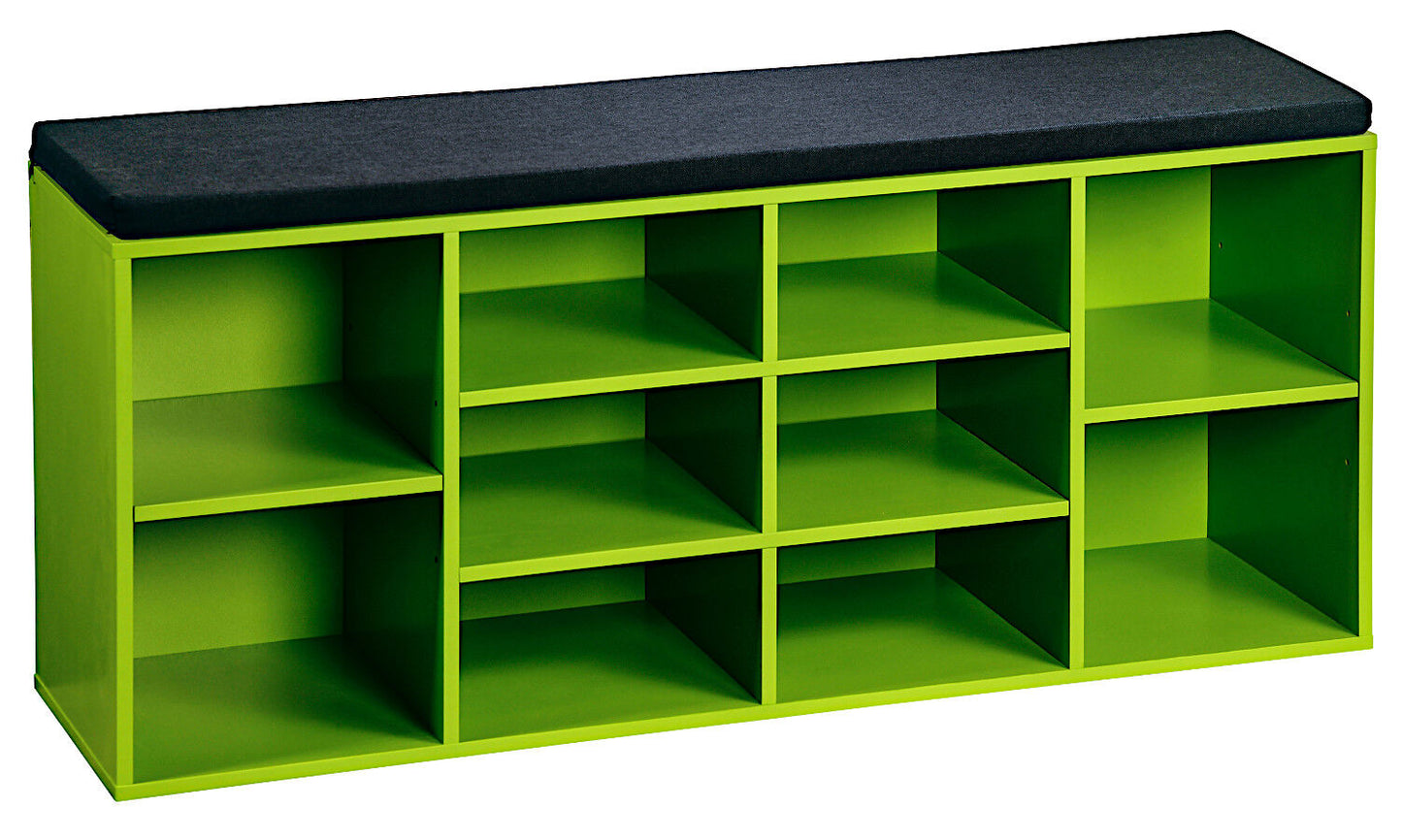 KESPER Schuhschrank / Sitzbank 15982-13 in grün mit Sitzkissen / Flurregal