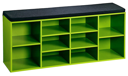 KESPER Schuhschrank / Sitzbank 15982-13 in grün mit Sitzkissen / Flurregal