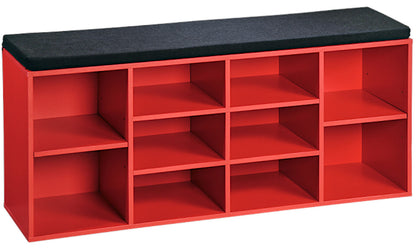 KESPER Schuhschrank / Sitzbank 15983-13 in rot mit Sitzkissen / Flurregal