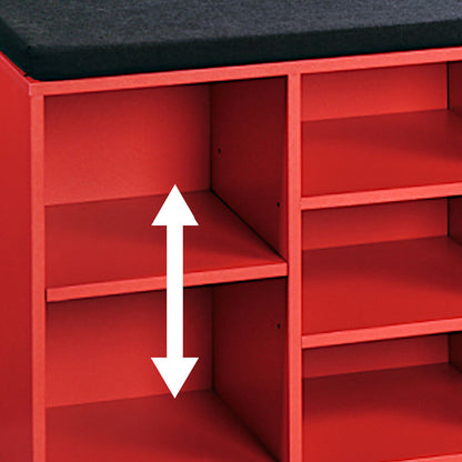 KESPER Schuhschrank / Sitzbank 15983-13 in rot mit Sitzkissen / Flurregal