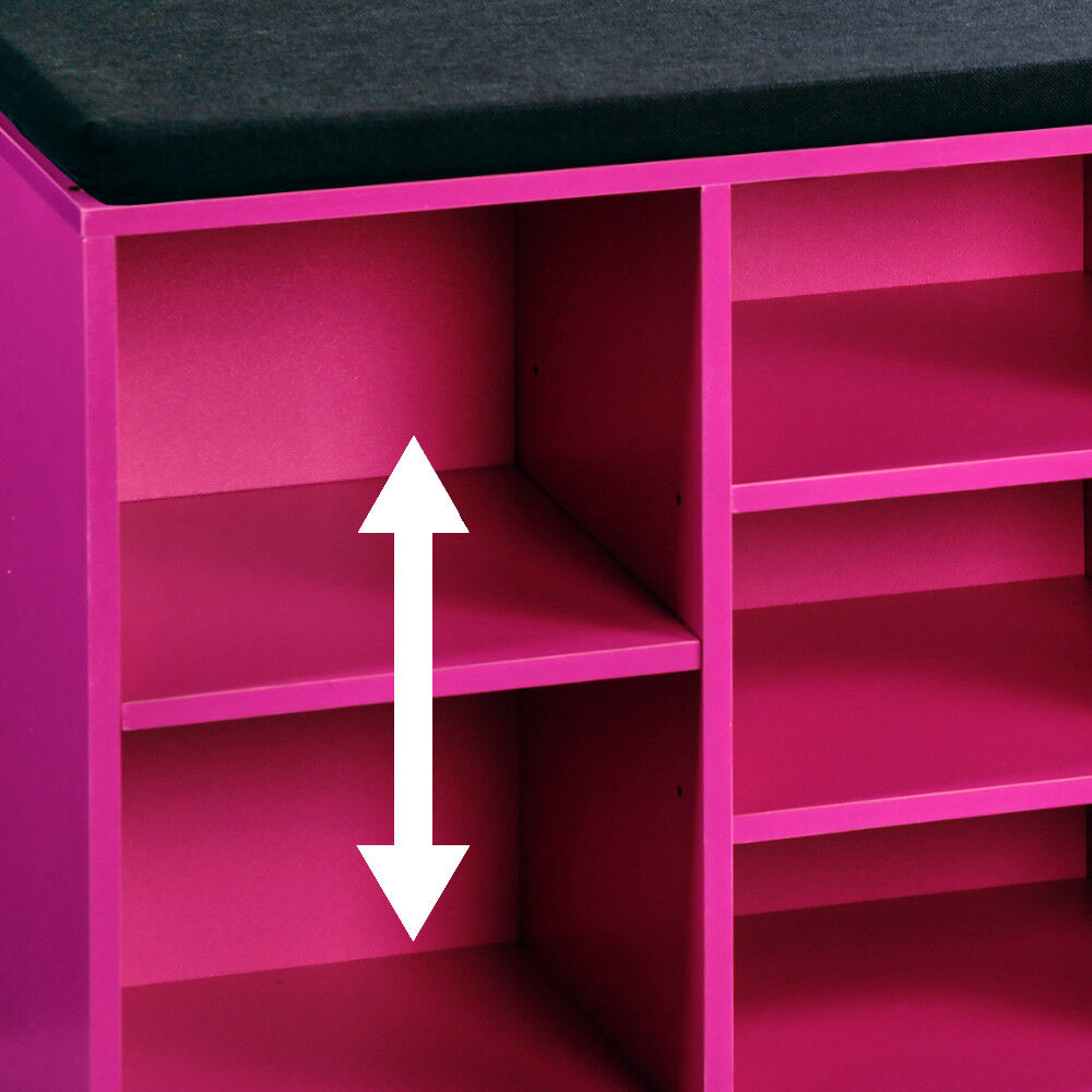 KESPER Schuhschrank / Sitzbank 15984-13 in pink mit Sitzkissen / Flurregal