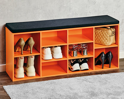 KESPER Schuhschrank / Sitzbank 15985-13 in orange mit Sitzkissen / Flurregal