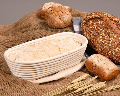 KESPER 19633 Brot- & Gärkorb aus Rattan, oval, 35 x 15 cm, Textilfutter abnehmbar / Gärkörbchen