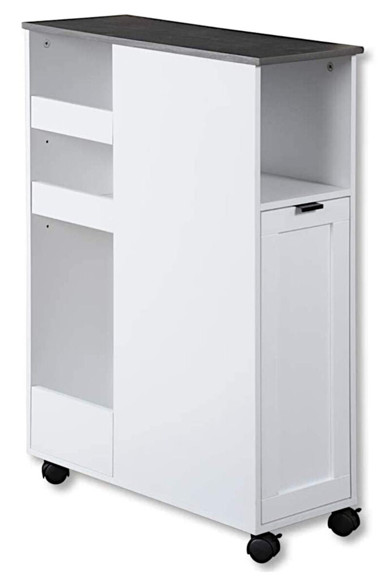 KESPER Nischenregal 24850-13 Spanplatte weiß mit Lenkrollen / Servierwagen
