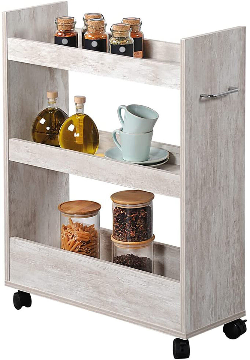 KESPER 24853-13 Nischenregal, weiß gekälkt aus FSC-zertifizierte Spanplatte / Regal / Rollregal