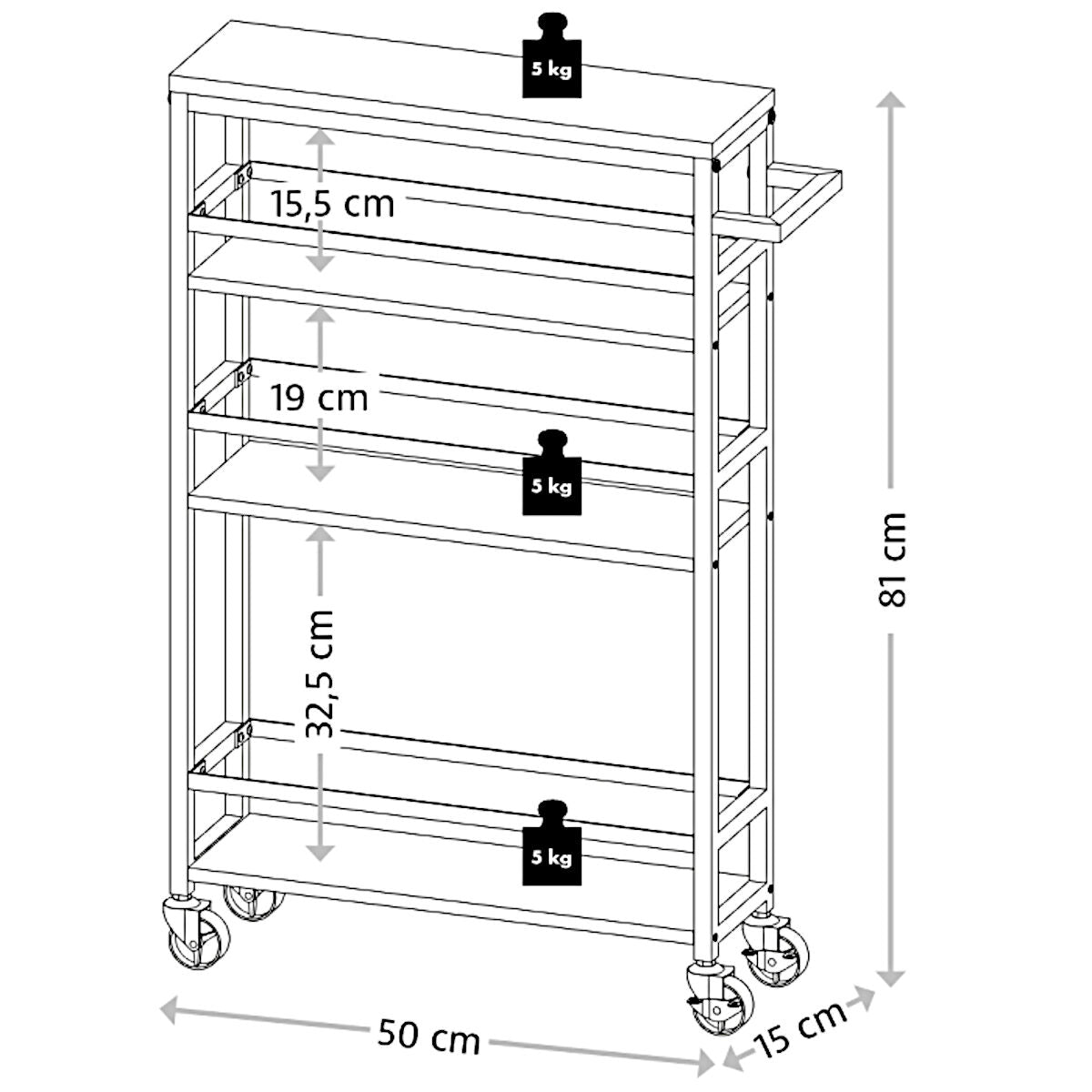 KESPER 24856-13 Nischenregal, grau aus FSC-zertifizierte Spanplatte / Regal / Rollregal