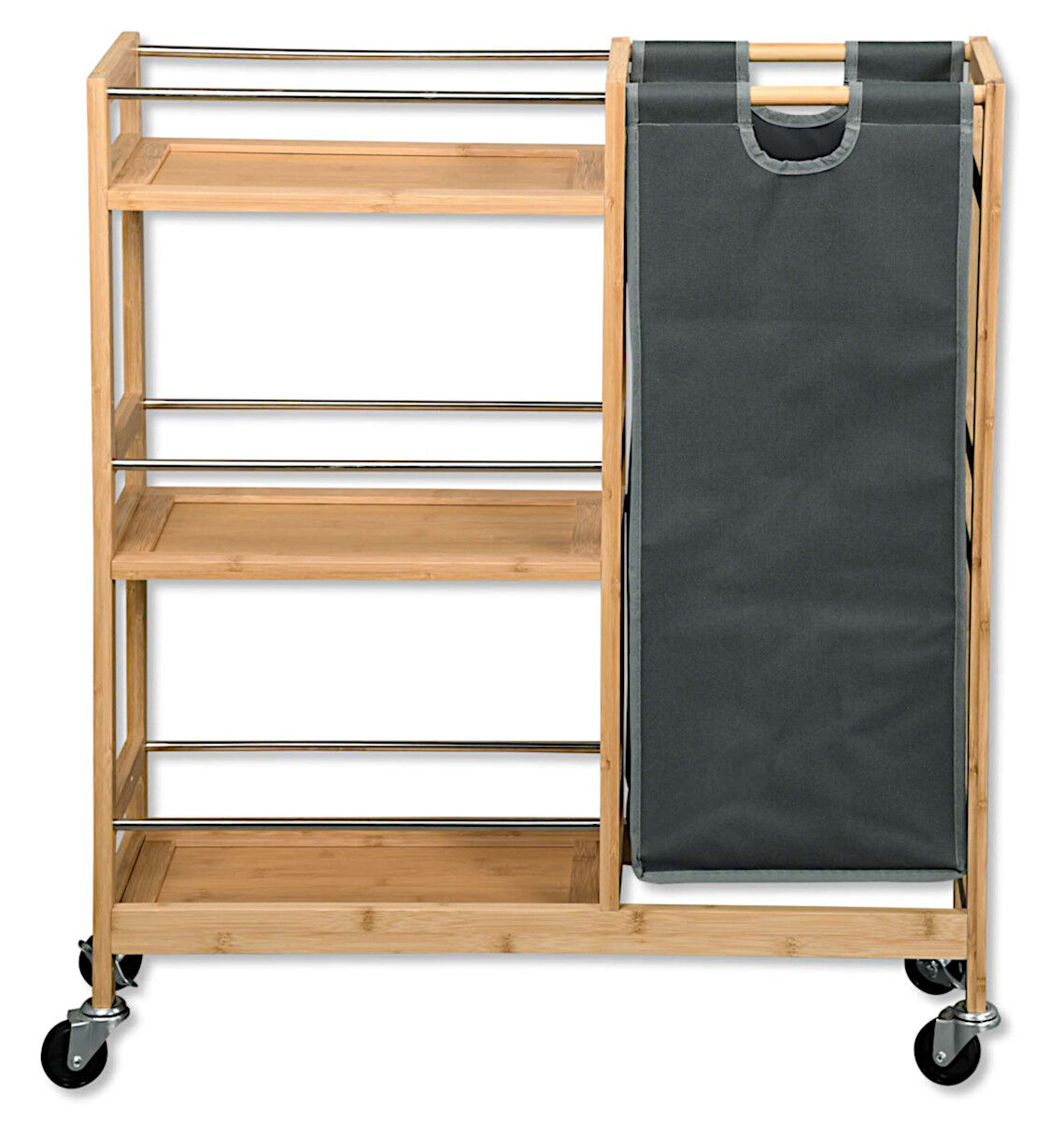 KESPER 24857-13 Nischenwagen mit Flaschensammler aus FSC-zertifiziertem Bambus / Rollregal