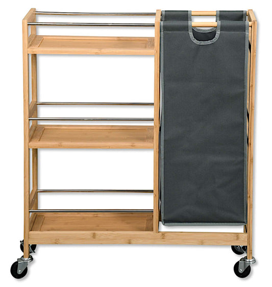KESPER 24857-13 Nischenwagen mit Flaschensammler aus FSC-zertifiziertem Bambus / Rollregal