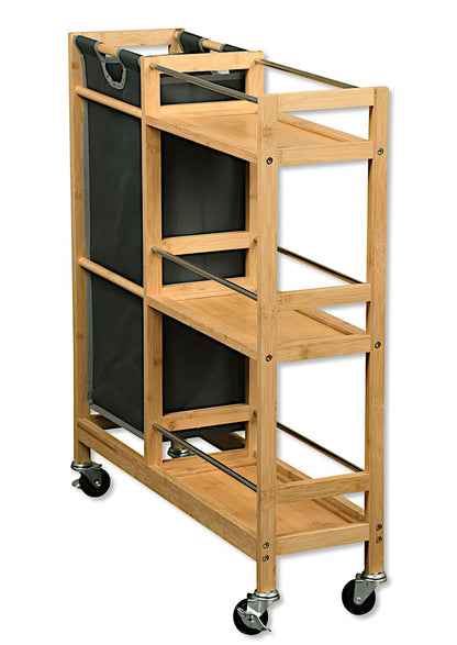 KESPER 24857-13 Nischenwagen mit Flaschensammler aus FSC-zertifiziertem Bambus / Rollregal