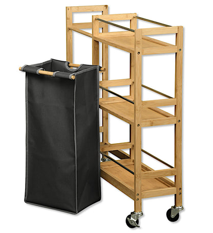 KESPER 24857-13 Nischenwagen mit Flaschensammler aus FSC-zertifiziertem Bambus / Rollregal