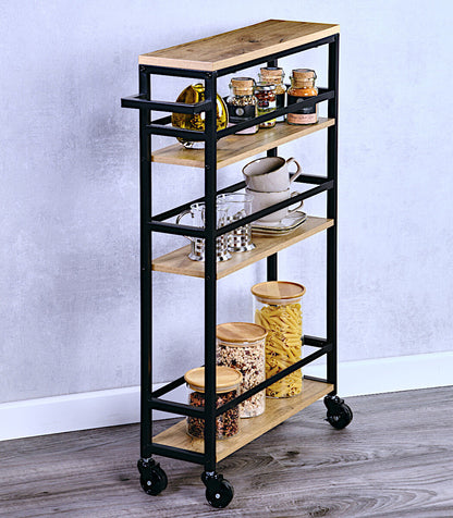 KESPER Nischenwagen 27842 aus Metall und FSC-zertifizierter Spanplatte / Rollregal
