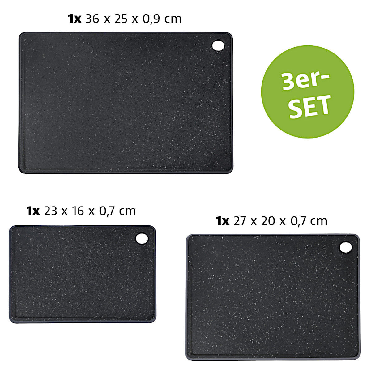KESPER 30940 Schneidbrett PP im 3er Set mit abfallender Schneidefläche / Schneidebretter