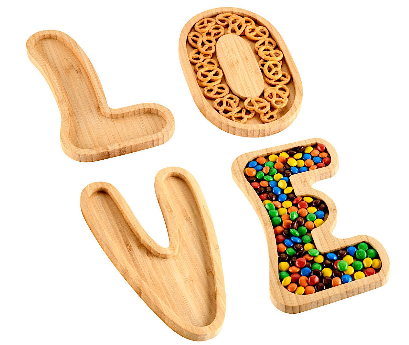 KESPER Servierbretter 4er-SET 58336 LOVE aus Bambus / Servierbretter