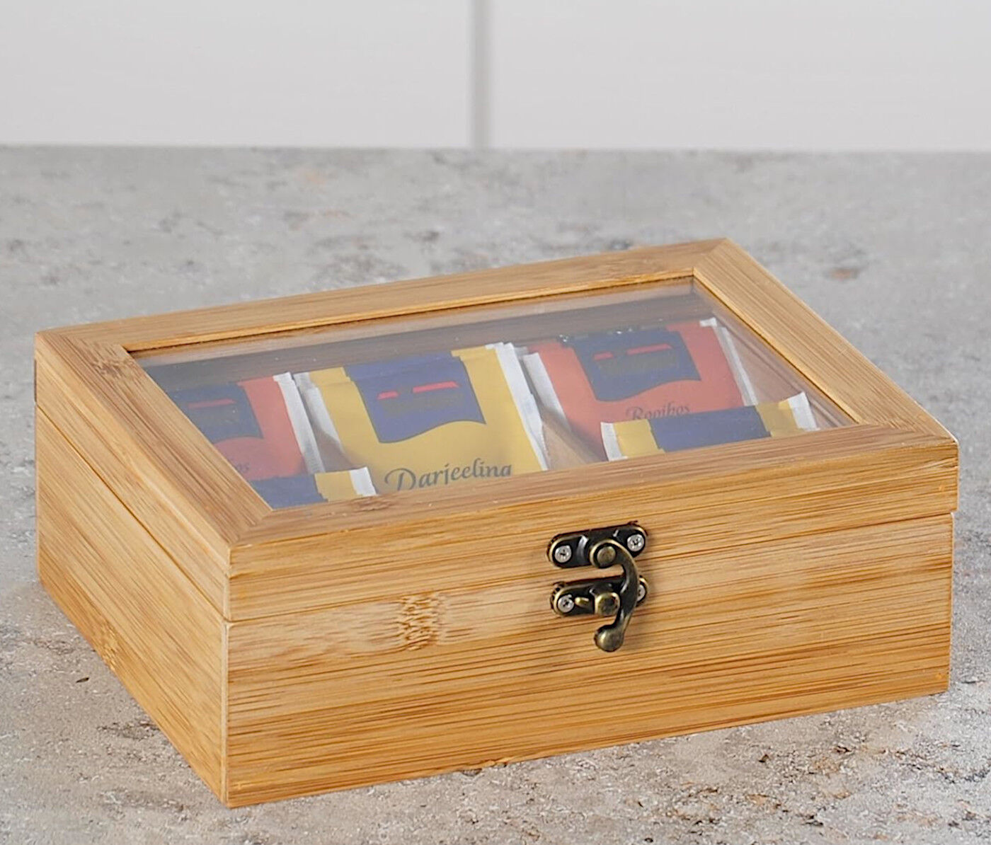 KESPER Teebox mit 6 Fächern und Sichtfenster / Tee-Box / Teebeutel Box / Teebeutel Aufbewahrung