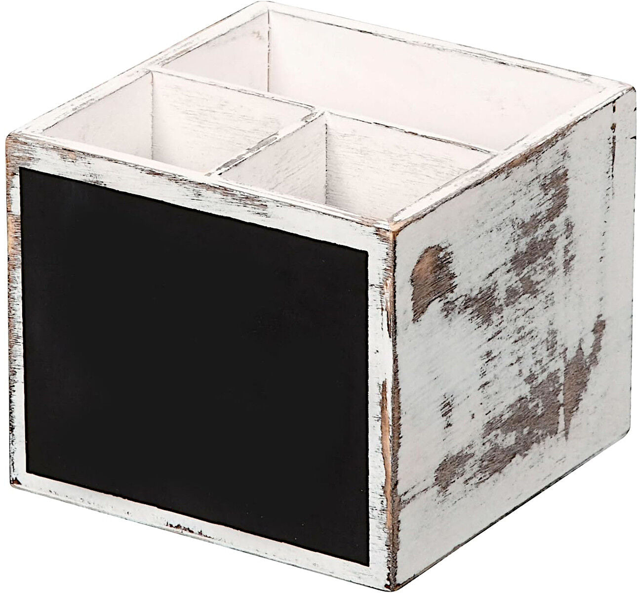 KESPER Besteckbox 66277 aus FSC-zertifiziertem Sperrholz Vintage weiß mit Kreidetafel / Besteckbehälter