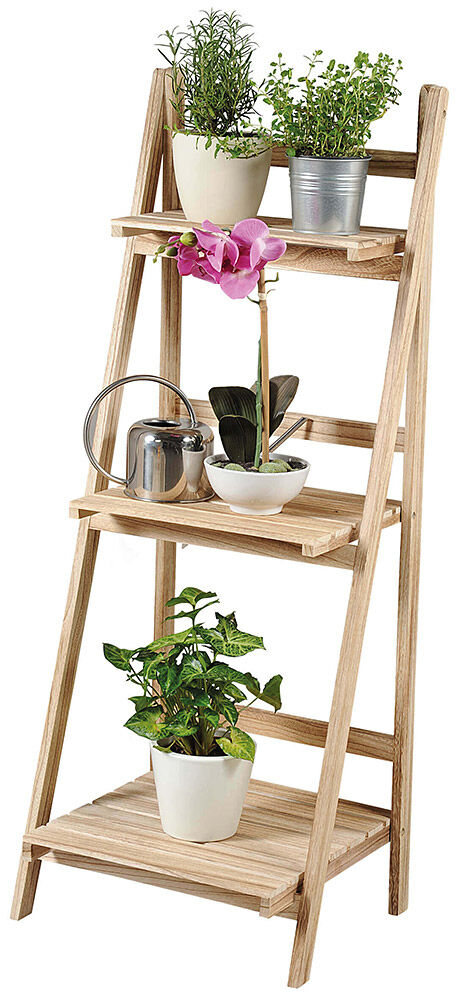 KESPER 69140 Pflanzentreppe / Dekoregal aus Paulowniaholz / Pflanzenregal / Blumenregal