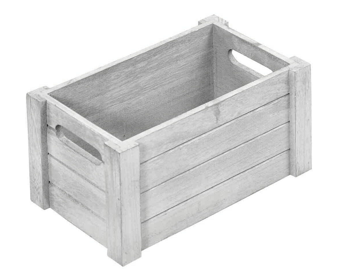 KESPER 69463 Aufbewahrungsbox aus Paulowniaholz Antik weiß / 26 x 17 x 13,5 cm / Holzkiste / Dekokiste