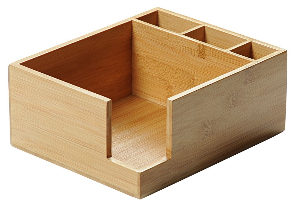 KESPER 70852 Serviettenspender-Besteckkasten 4-fach aus FSC-zertifiziertem Bambus / Besteckhalter / Box