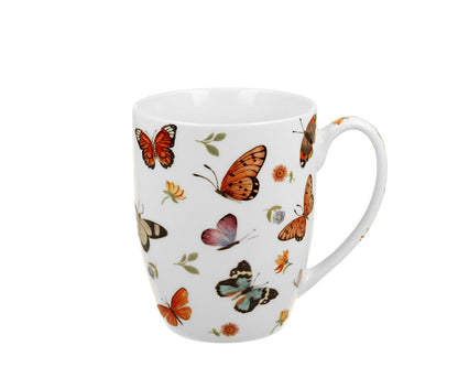 DUO CROCUS Kollektion klassische Becher 350 ml BUTTERFLIES in Tragetasche, New Bone China Porzellan