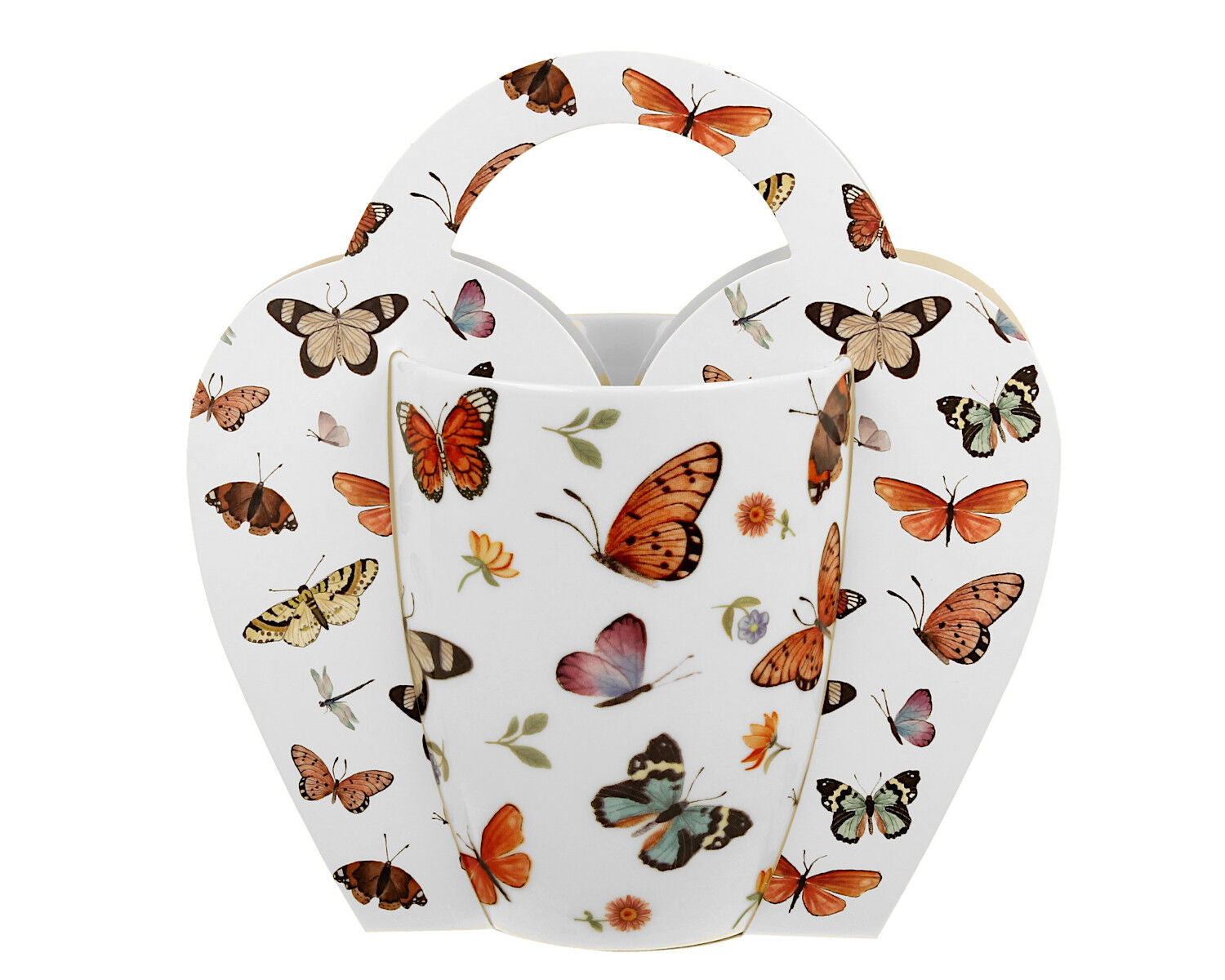 DUO CROCUS Kollektion klassische Becher 350 ml BUTTERFLIES in Tragetasche, New Bone China Porzellan – Bild 3