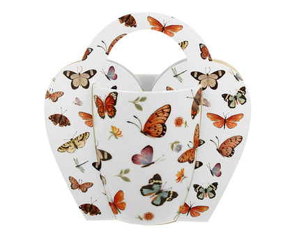 DUO CROCUS Kollektion klassische Becher 350 ml BUTTERFLIES in Tragetasche, New Bone China Porzellan – Bild 3