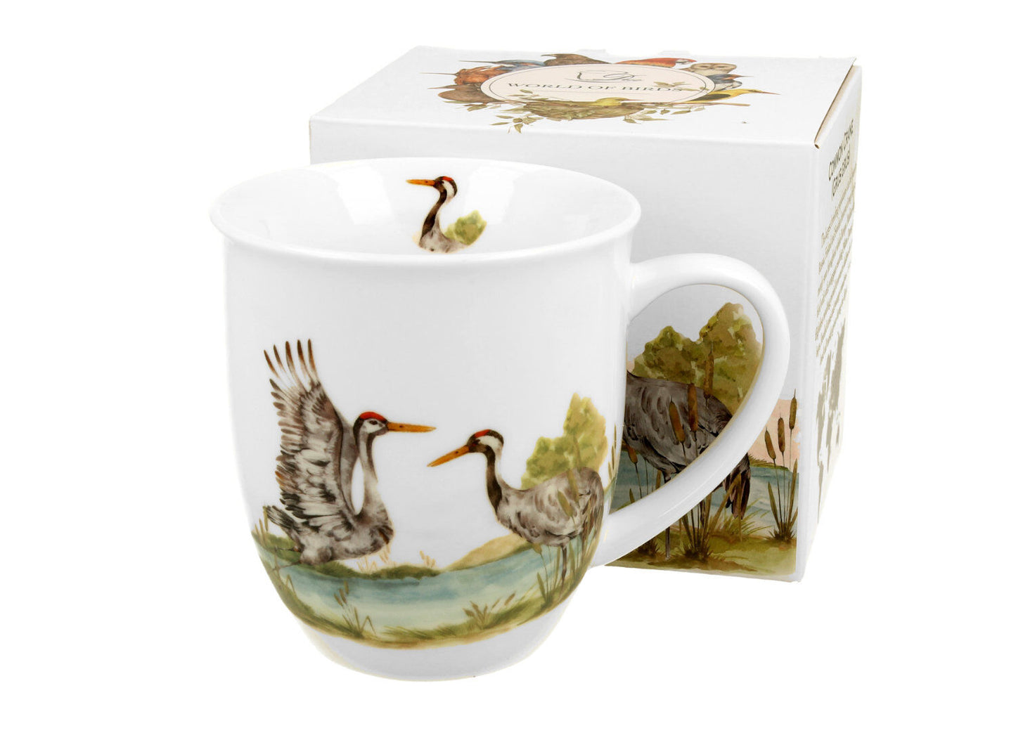 DUO World of Birds Becher 400 ml COMMON CRANES (Kraniche) New Bone China Porzellan