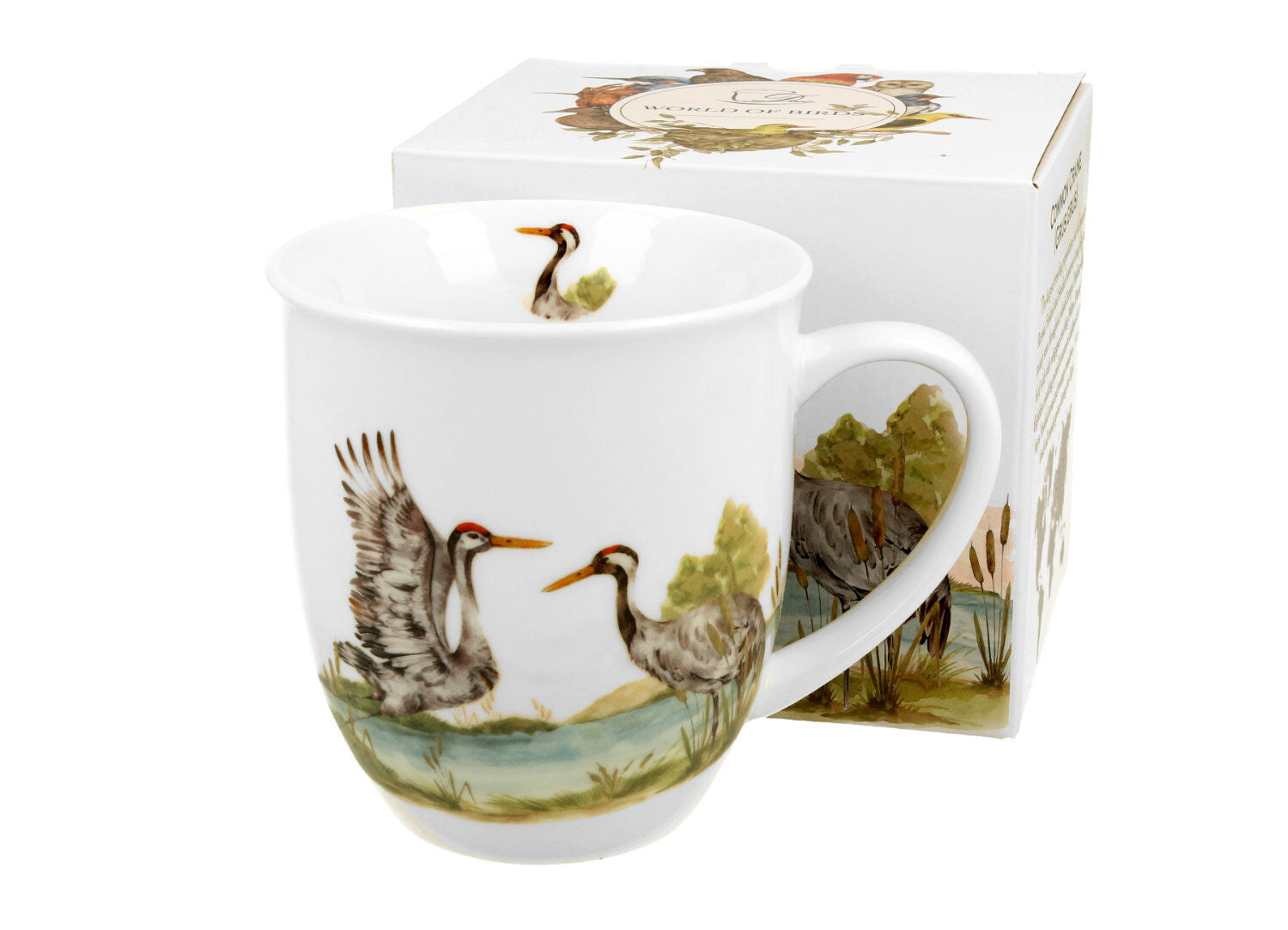 DUO World of Birds Becher 400 ml COMMON CRANES (Kraniche) New Bone China Porzellan