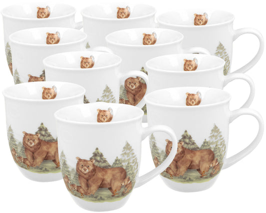 10er SET DUO WORLD OF ANIMALS Becher 400 ml BEARS New Bone China Porzellan