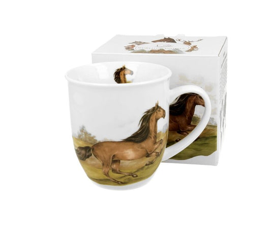 DUO World of Animals PFERD (Bay Horse) 400 ml Becher New Bone China Porzellan