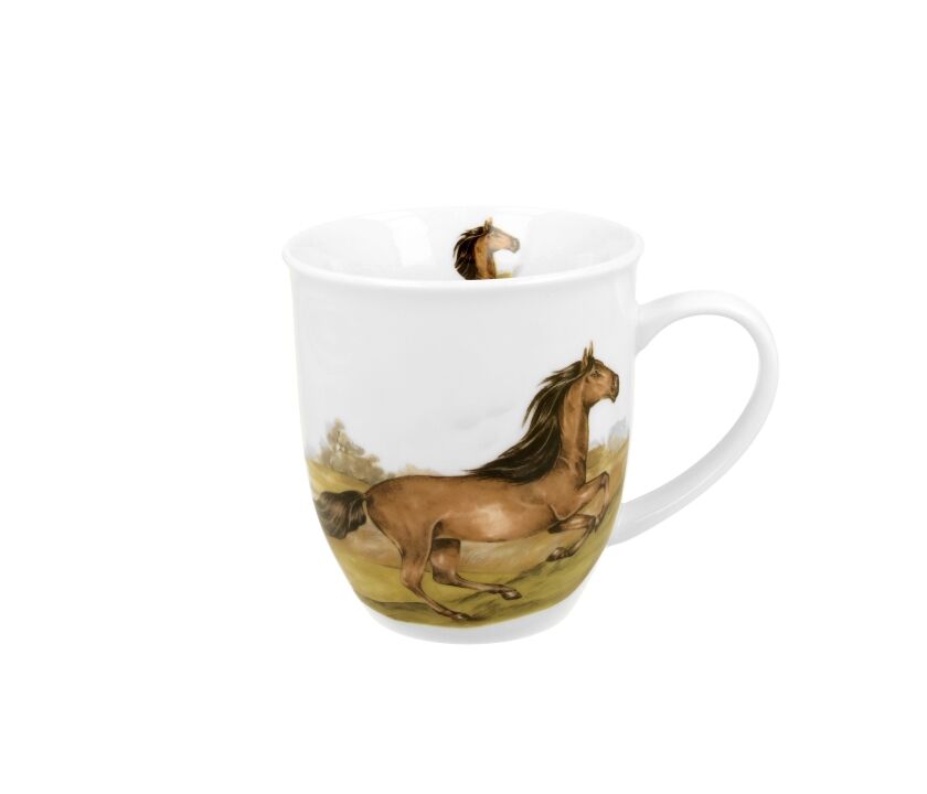 DUO World of Animals PFERD (Bay Horse) 400 ml Becher New Bone China Porzellan – Bild 2