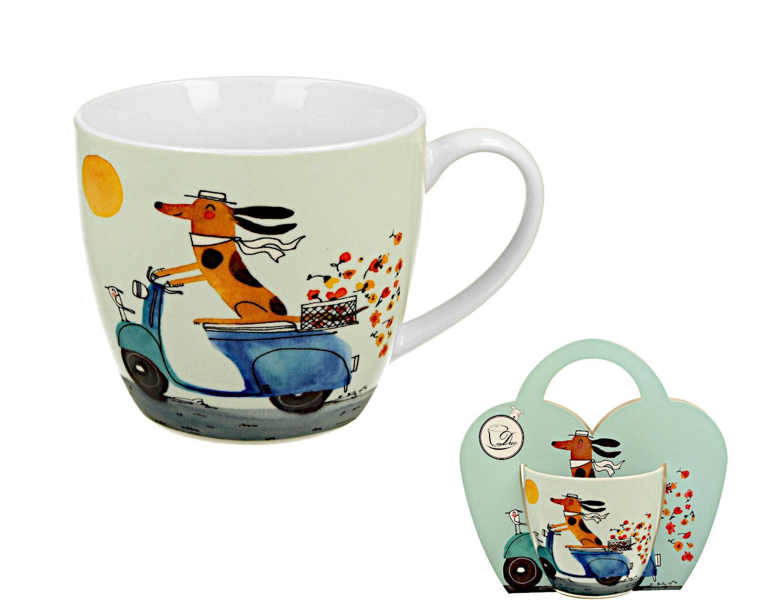 DUO Dogs World Becher 460 ml DOG ON A SCOOTER in Tragetasche, New Bone China Porzellan – Bild 2