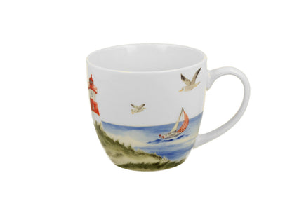 DUO Seaside Becher 460 ml LIGHTHOUSE (Leuchtturm) in Tragetasche, New Bone China Porzellan