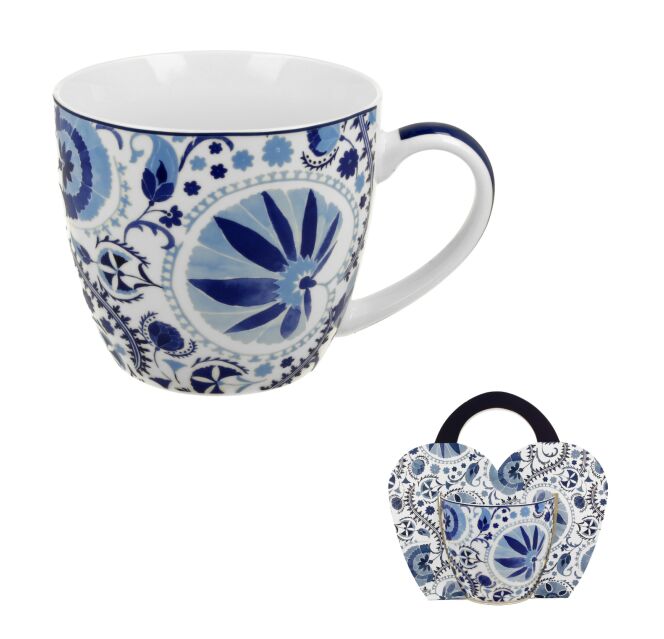 DUO BICO COLLECTION Becher 460 ml NARESH BLUE in Tragetasche, New Bone China Porzellan – Bild 2