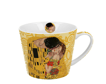 DUO ART GALLERY Becher 600 ml THE KISS ECRU inspired by Gustav Klimt New Bone China Porzellan