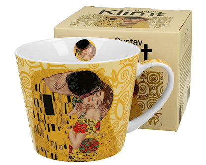 DUO ART GALLERY Becher 600 ml THE KISS ECRU inspired by Gustav Klimt New Bone China Porzellan – Bild 2